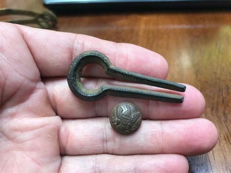 Dug Civil War Jew S Harp Eagle Cuff Button Recovered In Bates Co Missouri Antique Price