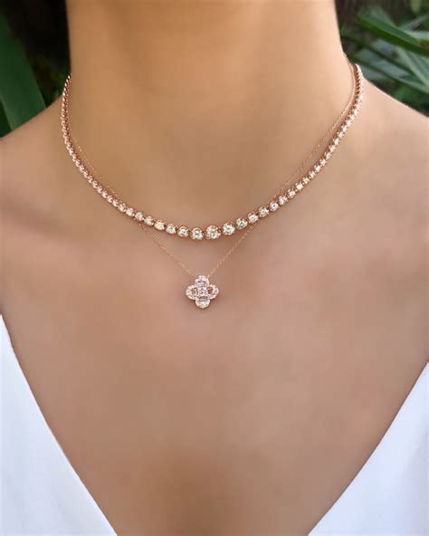 3 Carat Diamond Graduated Tennis Necklace Set In 14k White Gold
