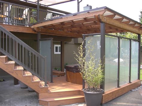 Deck Rails Patio Cover Spa Privacy Enclosure Contemporary Deck Seattle By Decks
