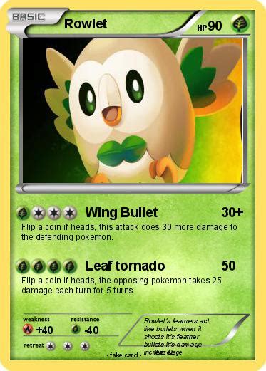 People, pets or other characters. Pokémon Rowlet 7 7 - Wing Bullet - My Pokemon Card