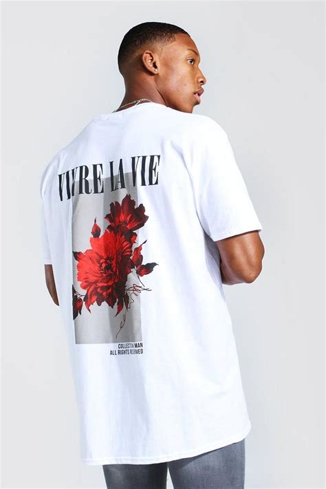 Oversized Floral Back Graphic T Shirt Erkek Tişört Tişört Erkek Giyim