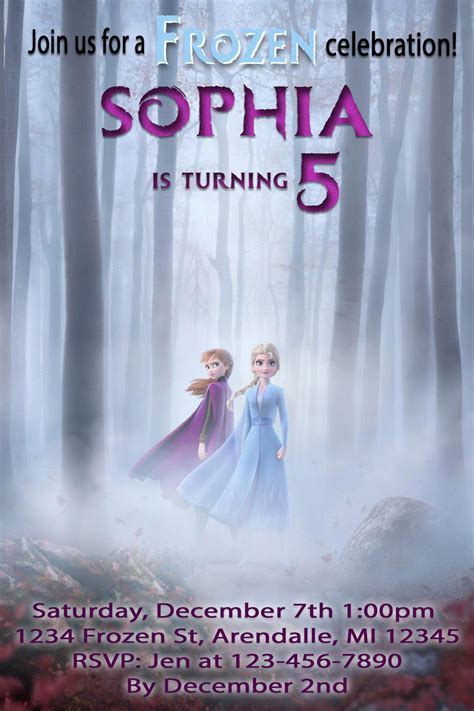Frozen 2 Birthday Invitation Elsa And Anna Digital File Etsy 2nd