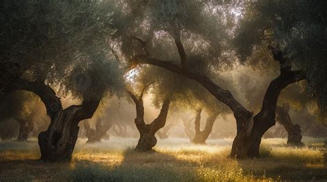 Olive Trees In The Field At Sunrise Background Picture Of Olive Trees