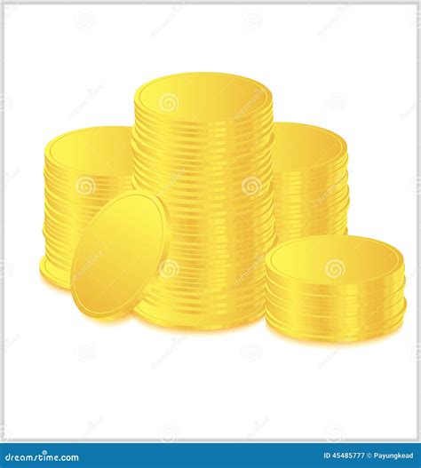 Stacks Of Gold Coins Vector Stock Vector Illustration Of Yellow Earn