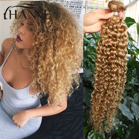Mongolian Kinky Curly Virgin Hair Bundles Honey Blonde Hair Afro