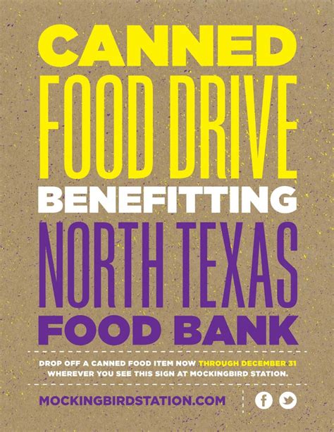 Using a template means you are not as likely to leave out key information, too. Canned food drive at Mockingbird Station | YouPlusStyle