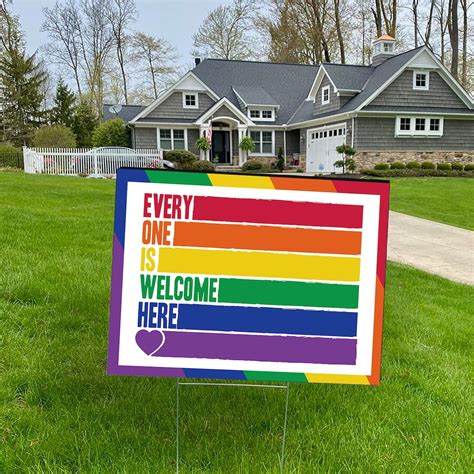 Lgbt Everyone Is Welcome Here Yard Sign Lgbt Yard Sign Etsy