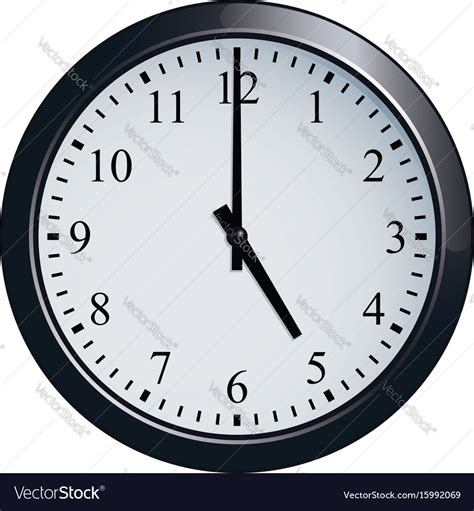 Wall Clock Set At 5 O Clock Royalty Free Vector Image