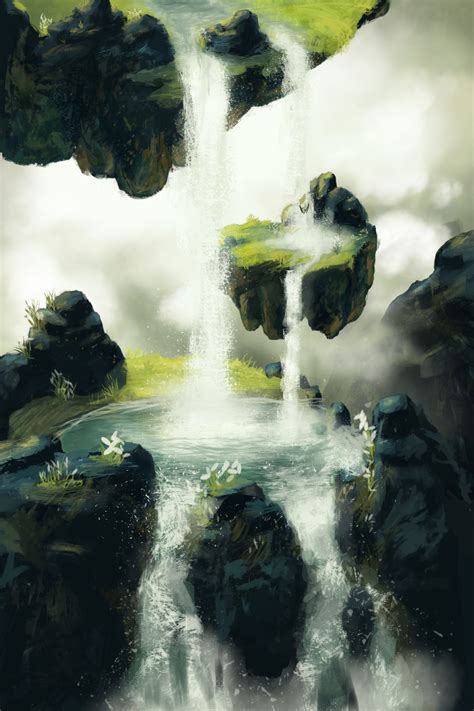 Artstation Waterfall And Floating Island Nathanael M In 2021