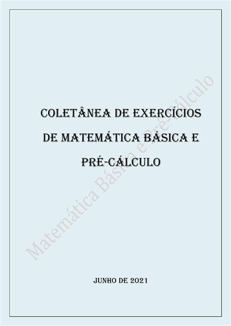 Coletanea Exercicios Matematica Basica Coletnea De Exerc Cios De