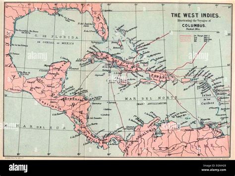 The West Indies Illustrating The Voyages Of Christopher Columbus Stock