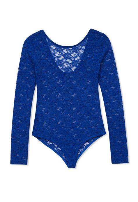 Lyst Forever 21 Sweet Lace Bodysuit In Blue