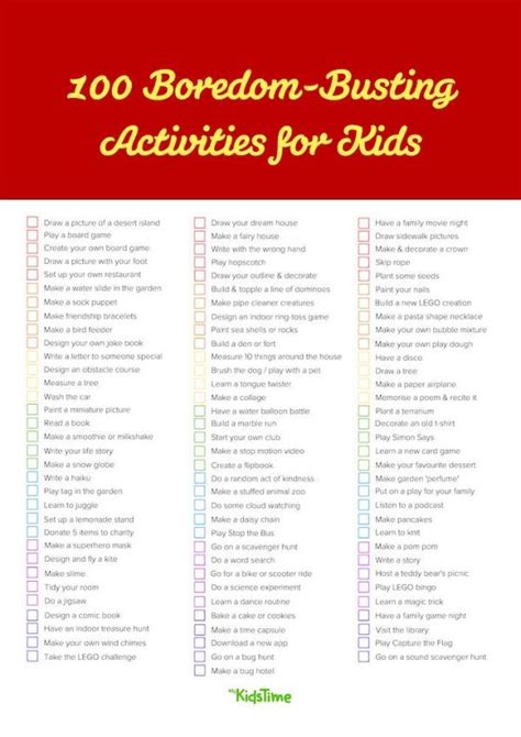 100 Brilliant Boredom Busting Activities For Kids