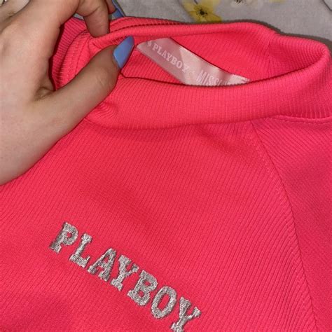 Missguided X Playboy Neon Pink Crop Top Size 10 Depop