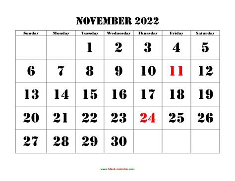 November 2022 Calendar With Lines Printable Word Searches