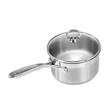 sauce steel stainless pan lid qt glass induction chantal cookware pans piece