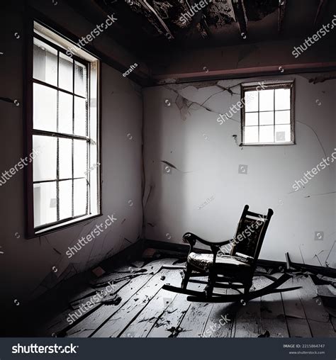 Empty Rocking Chair Ruined House Creepy Stock Illustration 2215864747