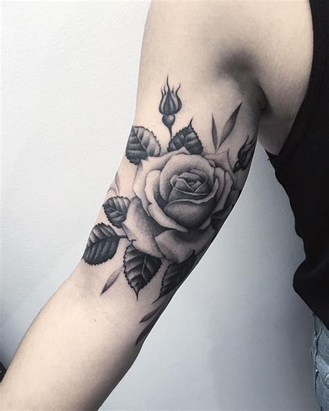 27 Inspiring Rose Tattoos Designs Bicep Tattoo Flower Tattoo Sleeve