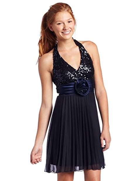 Buy Speechless Juniors Sequin Halter Dress With Rosette Blackblue