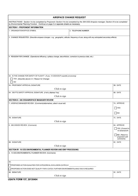 Usafa Form 137 Fill Out Sign Online And Download Fillable Pdf