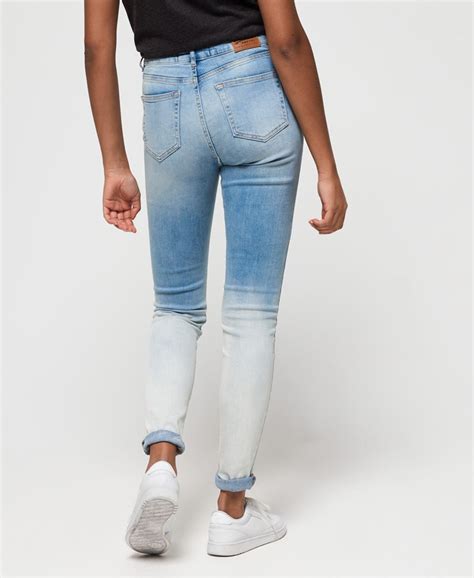 womens sophia high waist skinny jeans in bleach back superdry uk