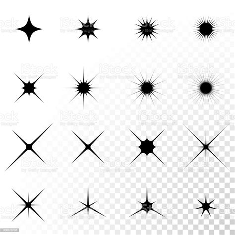 Vector Black Stars Sparkles Icons Stock Illustration Download Image