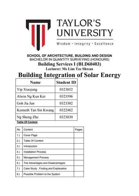 Building Services I Explores Solar Energy Integration Pdf