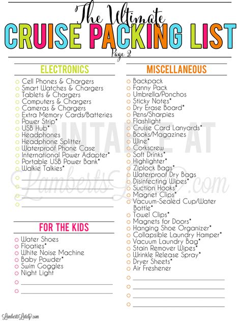 What To Pack For A Cruise Checklist Pdf Lamberts Lately