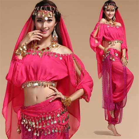 Bollywood Dance Costumes Indian Belly Dance Costumes Set For Women Chiffon Bollywood Orientale