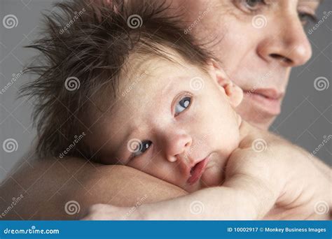 Father Hugging Newborn Baby Stock Image Image Of Care Happiness