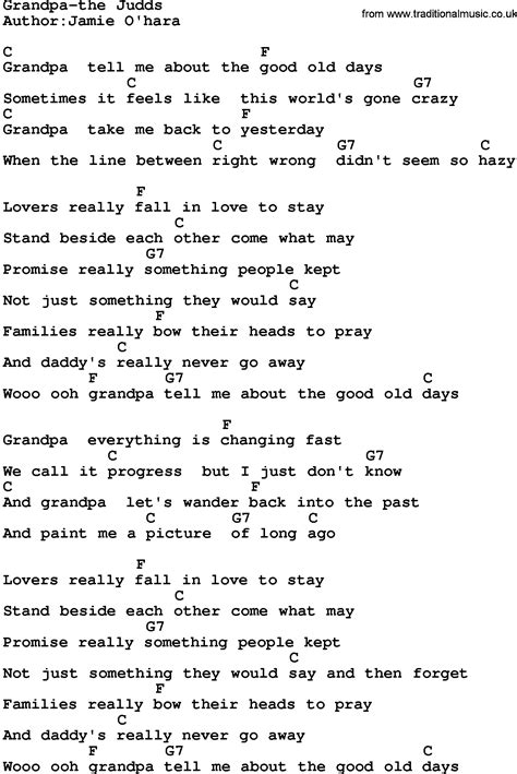 Country Musicgrandpa The Judds Lyrics And Chords