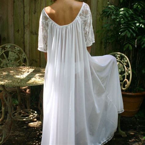 White Full Swing Nightgown Romantic Lingerie Bridal Wedding Etsy
