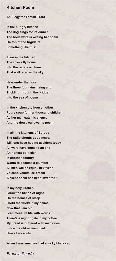 Kitchen Poem Poem By Francis Scarfe Poem Hunter