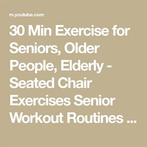 30 Min Exercise For Seniors Older People Elderly Seated Chair