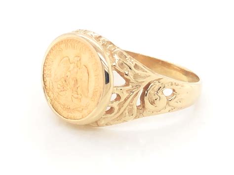 Dos Pesos Gold Coin Ring In 10k Yellow Gold At 1stdibs Dos Y Medio
