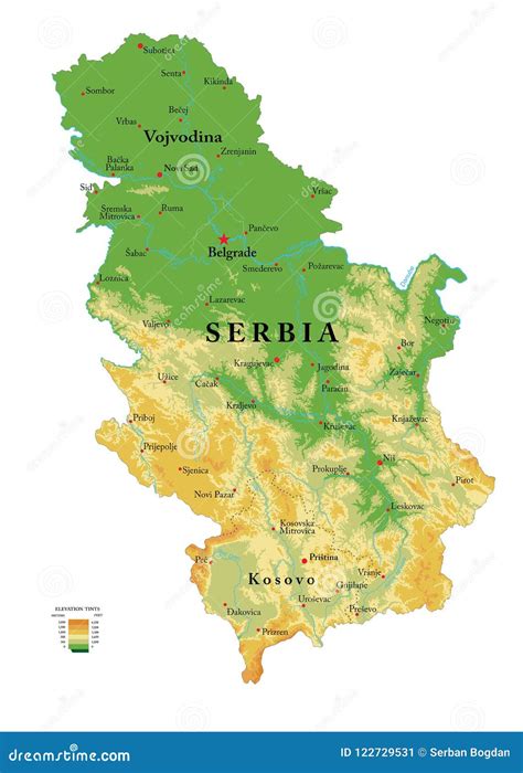 Mapa Físico De Serbia Ilustración Del Vector Ilustración De Europa