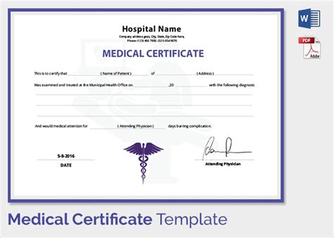 Medical Certificate Templates Free Printable Word Pdf Word Hot Sex Picture