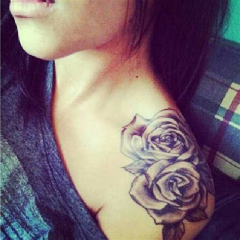 Black And White Girl Rose Tattoo On Shoulder Tattoomagz › Tattoo
