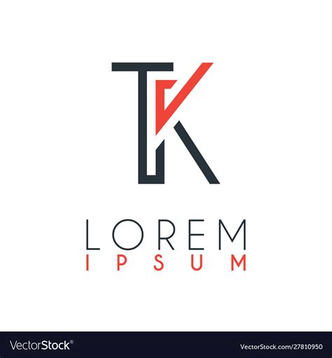 logo between letter t and k or tk royalty free vector image