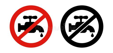 No Water From Faucet Sign Water Restriction Or Defect Symbol Stock