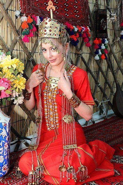 Turkmen Fashion Traditional Folk Costume Costumes Indian Hindi Blue