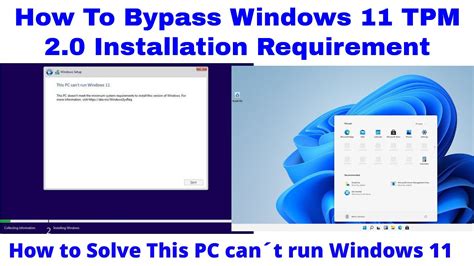 How To Bypass Windows 11 Tpm 20 Installation Requirement How To Fix This Pc Can´t Run Windows