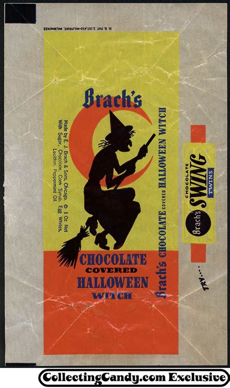 Brachs Chocolate Covered Halloween Witch Candy Wrapper 1960s
