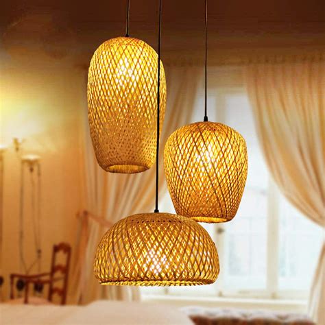 Buy GCQ Bamboo Lantern Pendant Lamp Retro Japanese Style E27