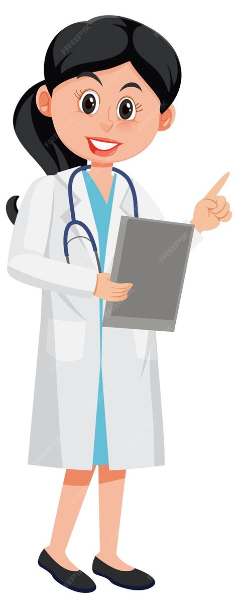 Premium Vector A Female Doctor Cartoon Character On White Background