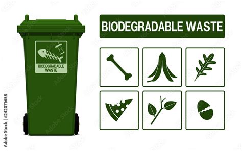 Set Of Biodegradable Waste Icon On Transparent Background Stock Vector