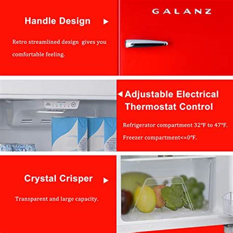 Galanz GLR10TRDEFR True Top Freezer Retro Refrigerator Frost Free Dual