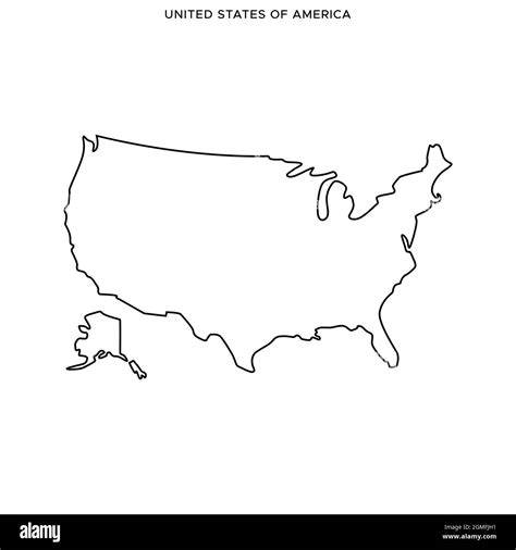 Line Map Of United States Of America Vector Stock Illustration Design Template Editable Stroke