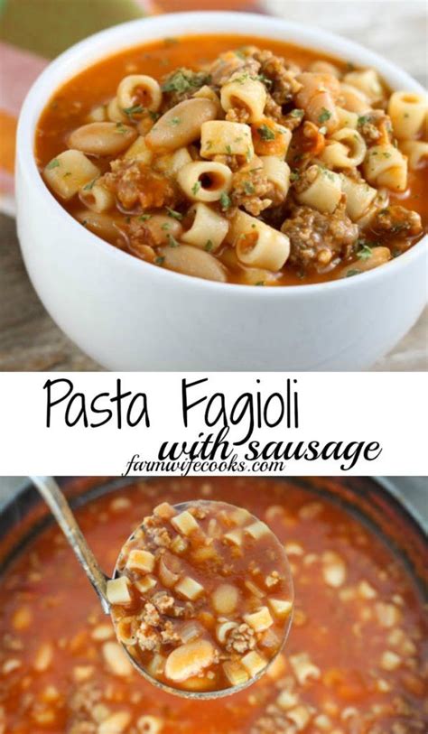 Mommys Pasta Fagioli Soup With Sausage Recipe Pasta Fagioli Recipe