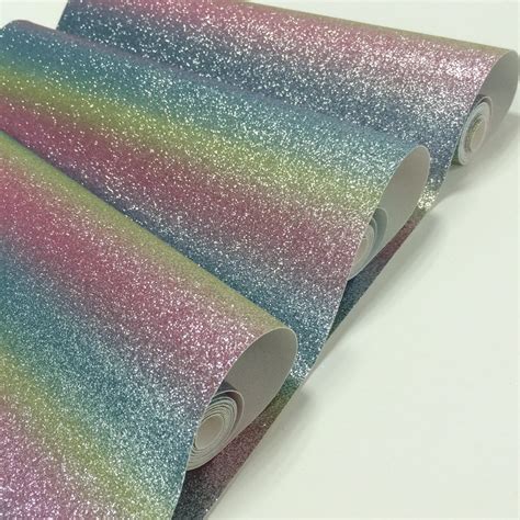 Buy 30138cm New Rainbow Glitter Fabric Wallpaper